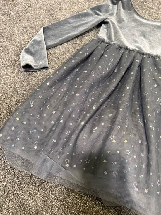 Cat & Jack Sparkly Silver Velvet Dress Sz M (7/8) - Picture 5 of 6